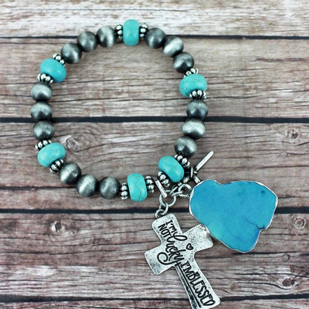 NWT Cross Cluster Charm Navajo Blessed Bracelet - Picture 1 of 1
